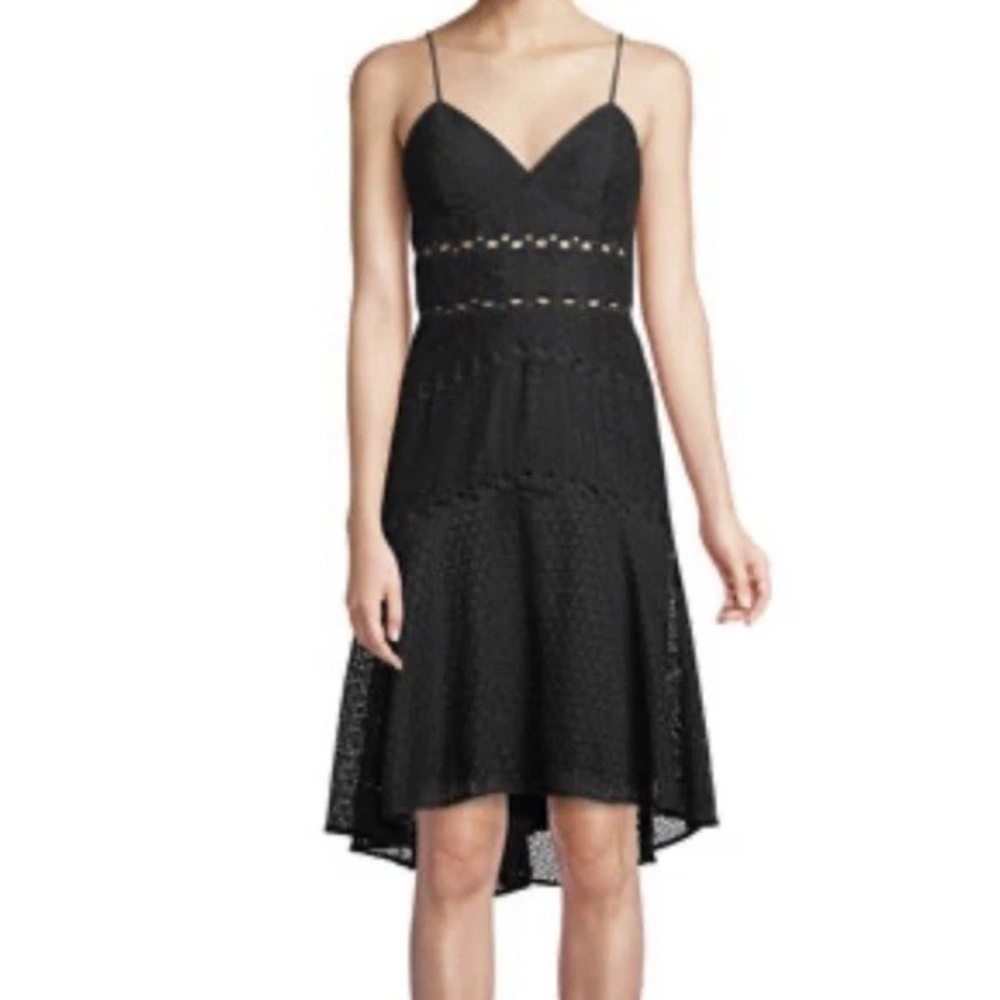 Bardot Ariana Black Lace High Low‎ Eyelet Dress Size 10